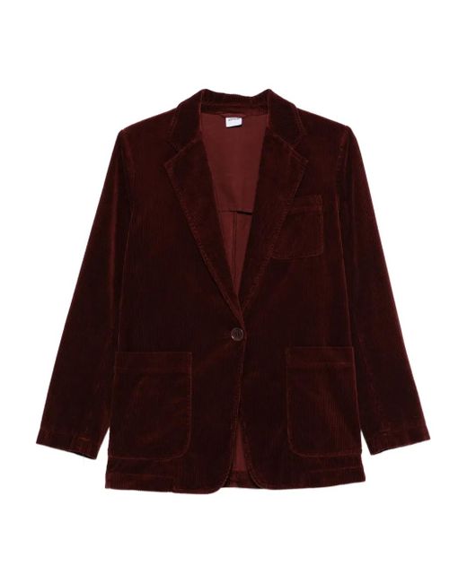 Aspesi Purple Corduroy Single-Breasted Blazer