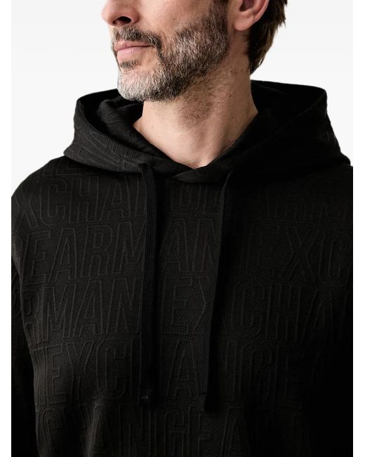 ARMANI EXCHANGE Black Logo-Jacquard Hoodie for men