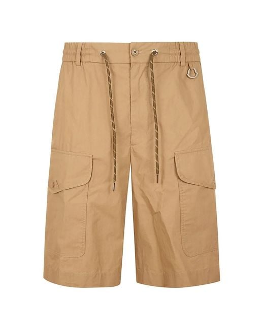 Moncler Natural Logo-Patch Cargo Shorts for men