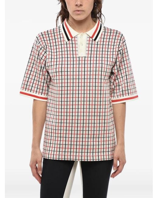Stella McCartney Red Checked Short-Sleeve Polo Shirt
