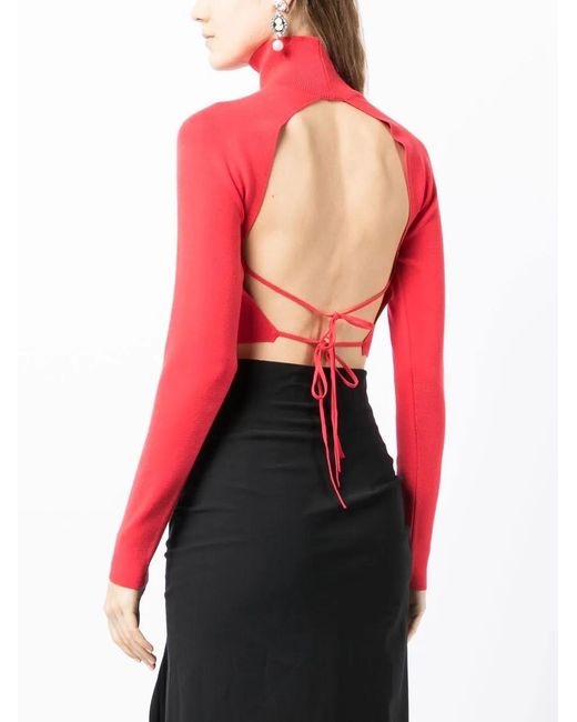 ROKH Red Open Back Knitted Top