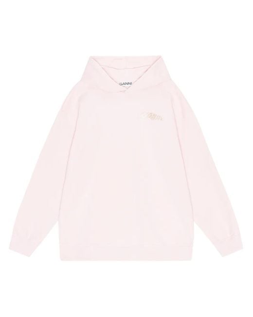 Ganni Hoodie Met Logoprint in het Pink