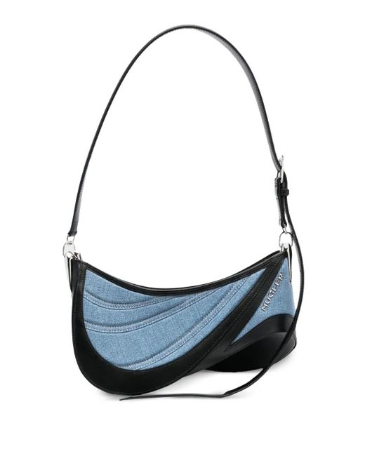 Mugler Blue Spiral Curve Shoulder Bag
