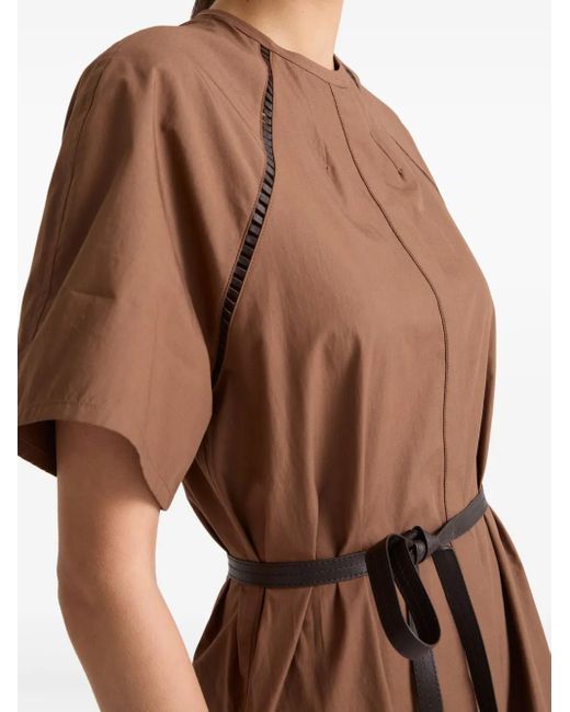 Yves Salomon Brown Belted Midi Dress