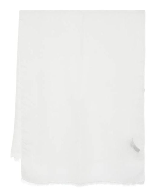 Emporio Armani White Schal mit Fransen
