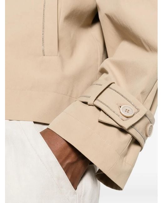 Peserico Natural Double-Breasted Cropped Jacket