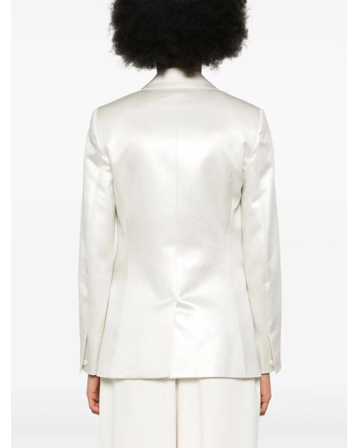 Chloé White Tone Silk Lamé Blazer