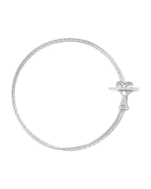 AMI White Ami De Coeur Two-In-One Chain Necklace