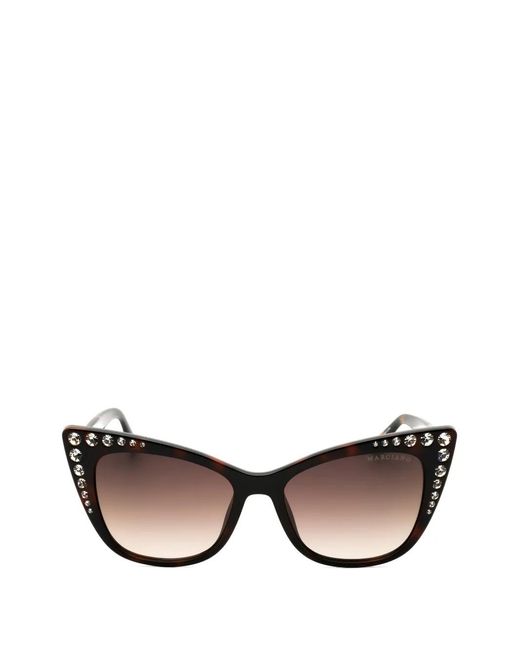 MARCIANO BY GUESS Black Crystal-Embellished Cat-Eye Frame Sunglasses