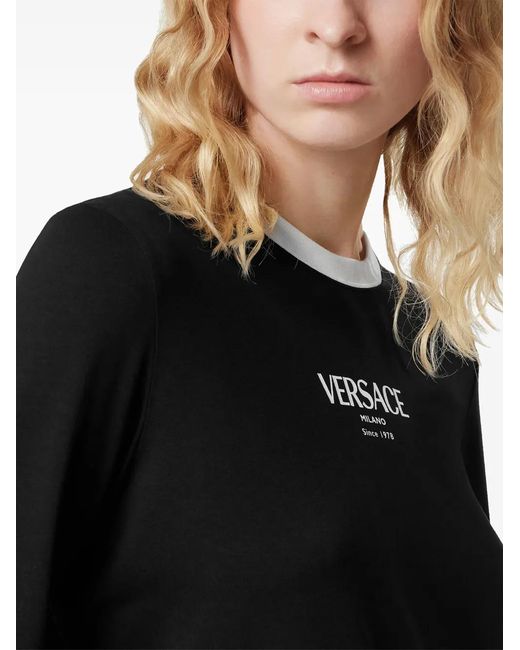 Versace Black Logo-Detail Long-Sleeve T-Shirt