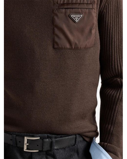Prada Brown Wool Sweater for men
