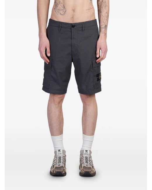 メンズ Stone Island コンパスバッジ ショートパンツ Black