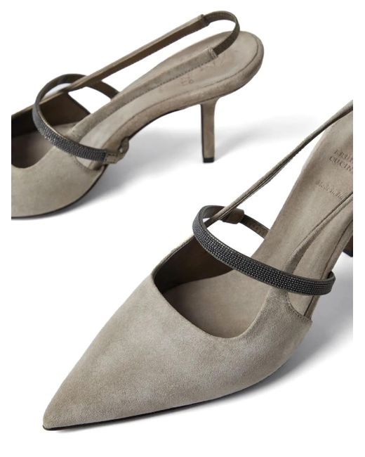 Brunello Cucinelli Gray Pointed Sling-Back Sandal