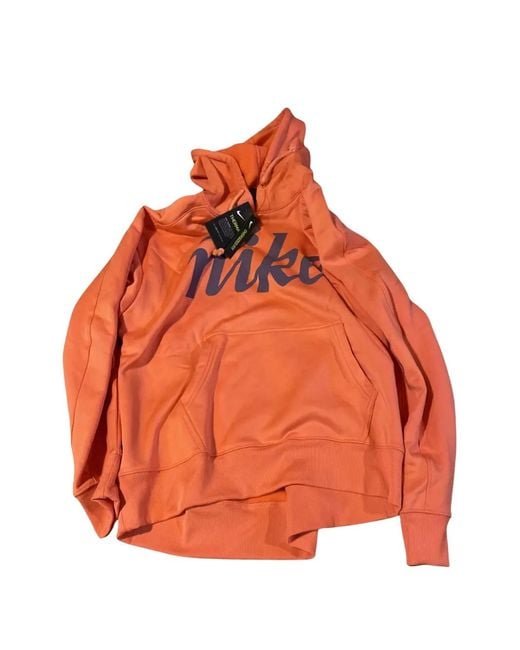 Nike Orange Pullover Logo-Print Hoodie
