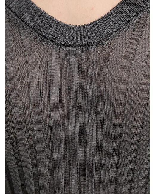 IRO Gray Hattie Ribbed V-Neck Sweater