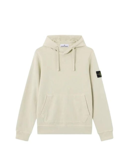 Stone Island White Logo-Patch Hoodie for men