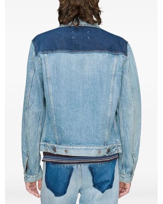 Maison Margiela Blue Patchwork Denim Jacket for men