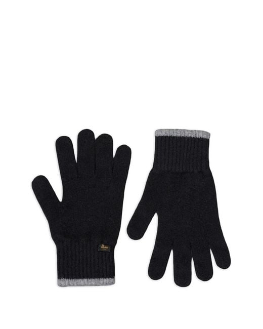 Moorer Black Easton Ribbed Gloves for men