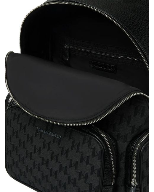 Karl Lagerfeld Black K/Monogram Jacquard Backpack for men