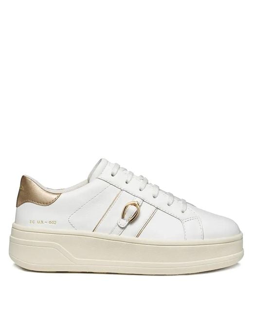 Geox White Spherica Ecub Buckle Detail Trainers