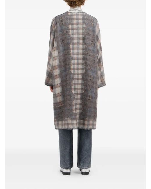 Pierre Louis Mascia Gray Plaid-Pattern Coat