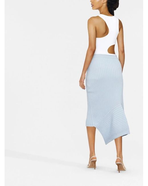 Stella McCartney Blue Ribbed-Knit Midi-Skirt