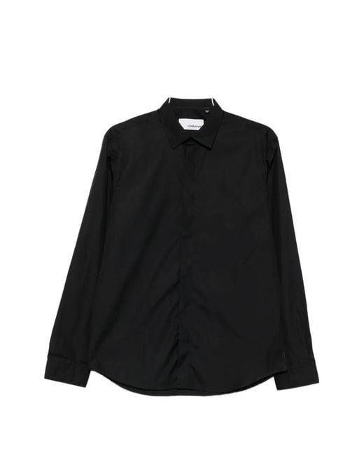 Costumein Black Concealed-Front Shirt for men