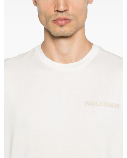 Paul & Shark White Logo-Lettering T-Shirt for men