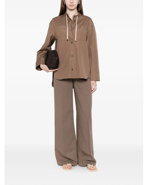 Max Mara Brown Drawstring Pocket Shirt