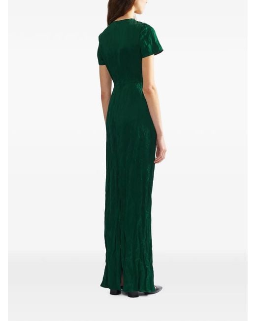 Erdem Green Crystal-Embellished Textured Maxi Gown