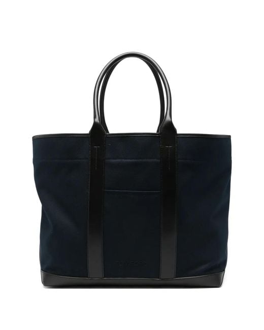 Tom Ford Black Leather-Trimmed Canvas Tote Bag for men