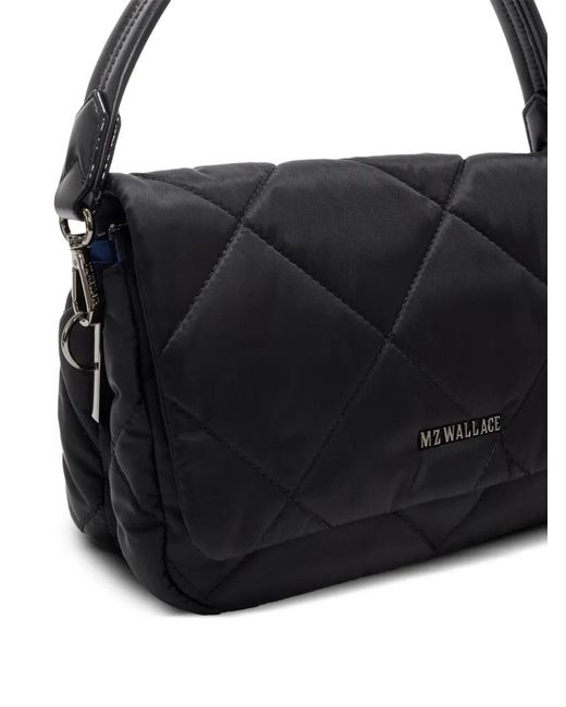 MZ Wallace Black Madison Quilted Flap Crossbody Bag