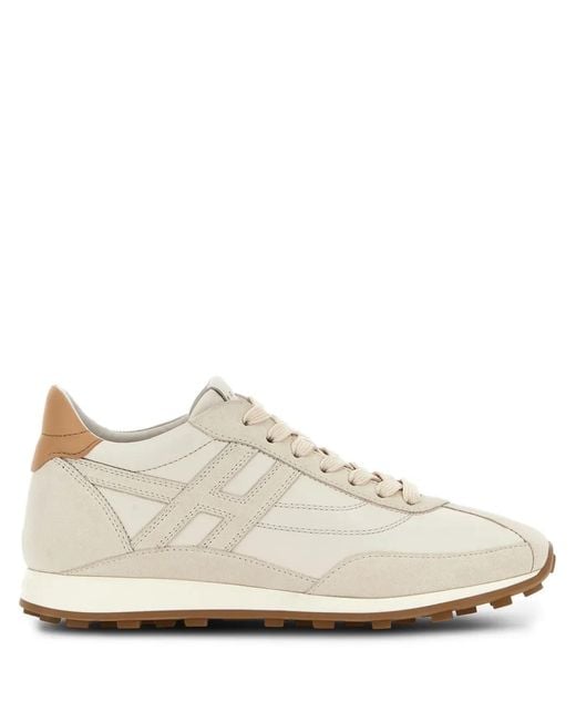 Hogan White Lace-Up Sneakers With Silk