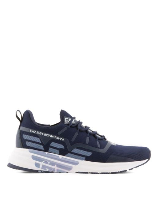 EA7 Blue Logo-print Lace-up Sneakers