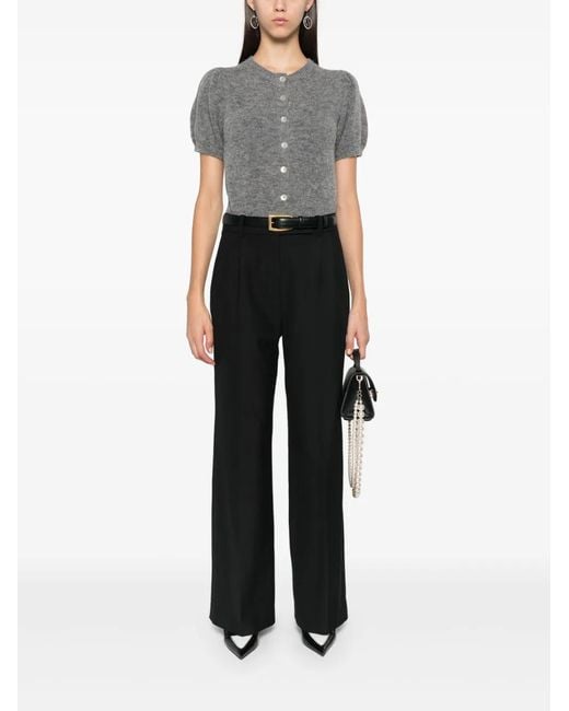 Maje Black Tailored Wool-Blend Pleated Trousers
