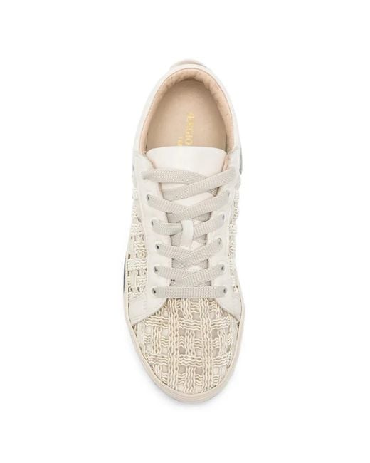 SERGIO MORETTI FIRENZE White Woven-Panel Leather Sneakers
