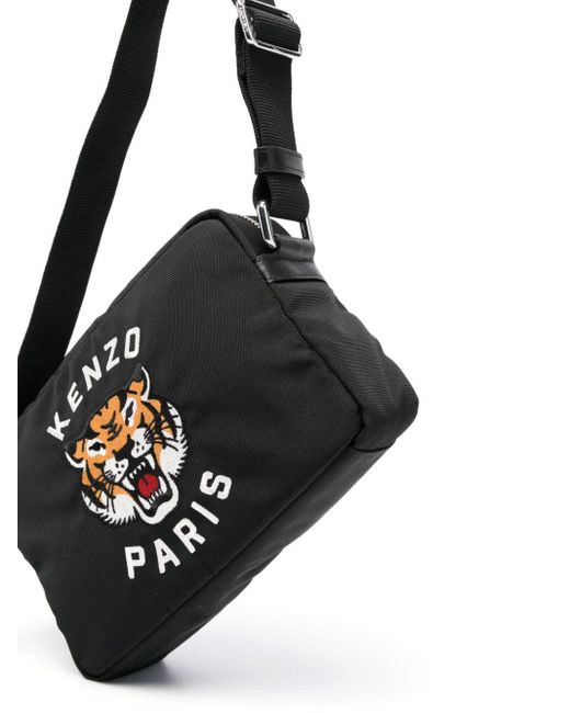 メンズ KENZO タイガーヘッド ショルダーバッグ Black