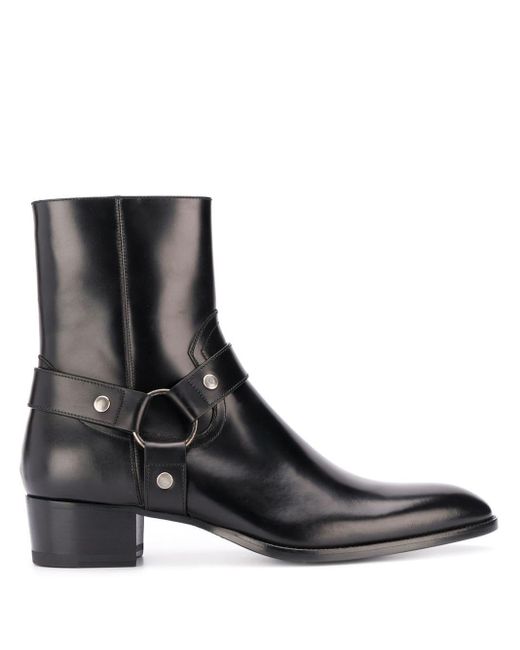 Saint Laurent Leather Wyatt Harness Boots in Black for Men - Save 33% ...