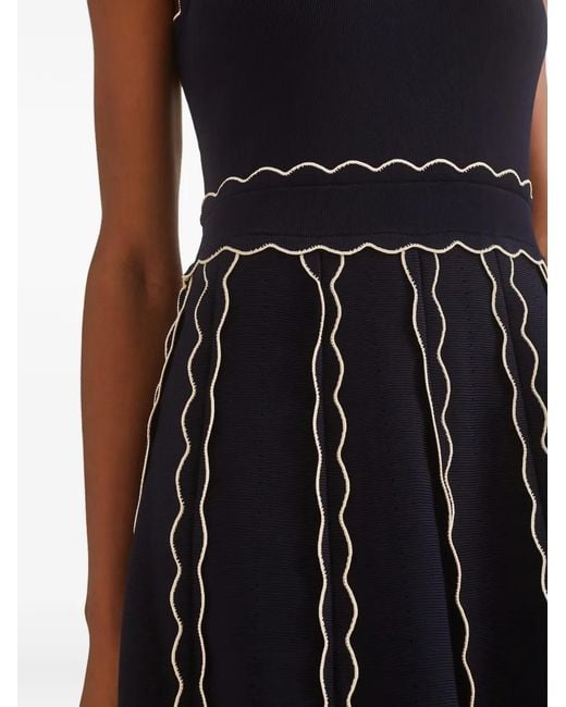 Cara Cara Blue Rosendale Scalloped Knitted Midi Dress