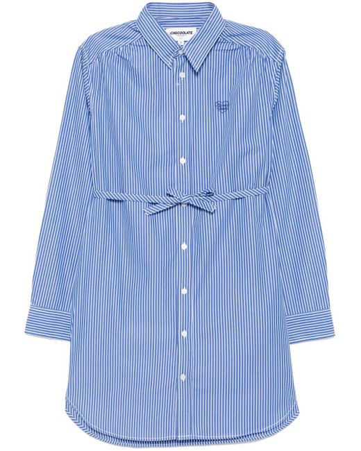 Chocoolate ストライプ シャツドレス Blue