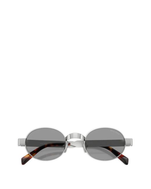 Miu Miu Metallic Oval-Frame Sunglasses