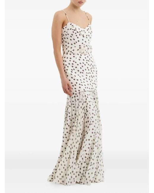 Rebecca Vallance White Candice Polka-Dot Pleated Maxi Dress