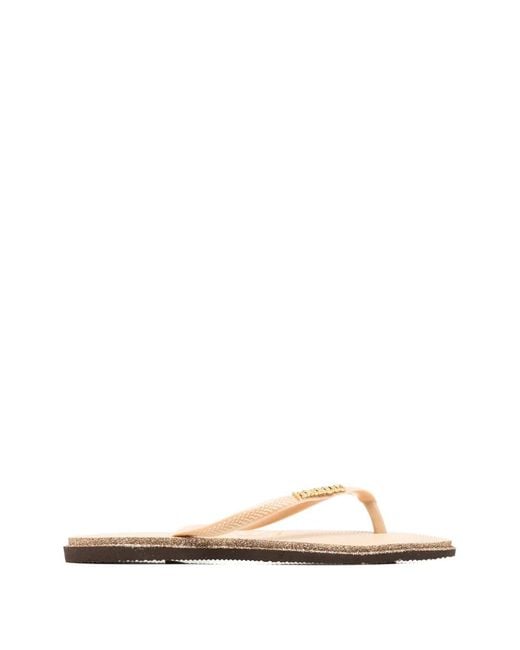 Havaianas White Glitter-Detail Logo-Plaque Flip Flops
