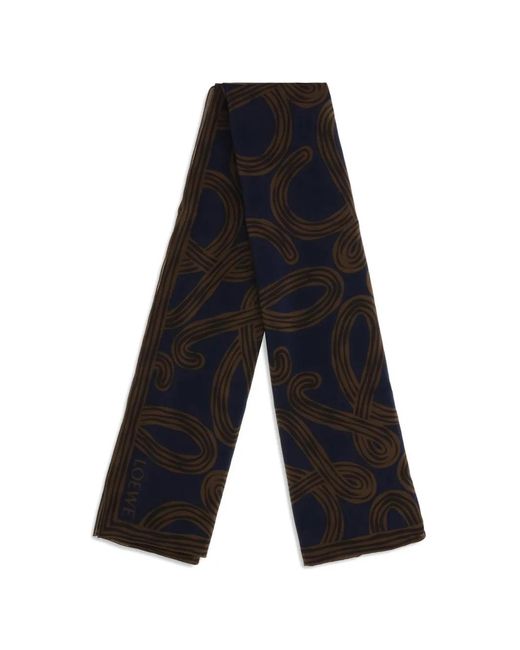 Loewe White Anagram-Print Silk Scarf