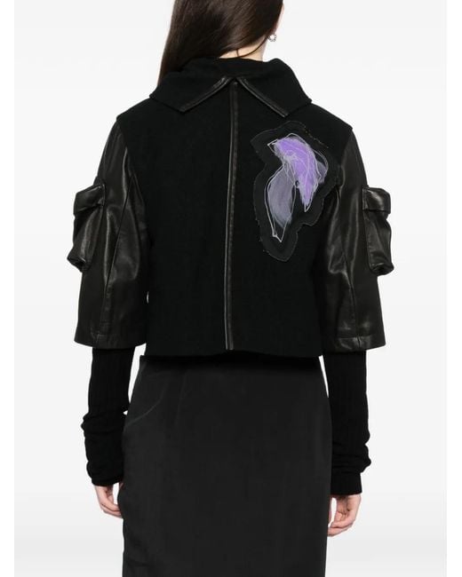 Yohji Yamamoto Black Horse Suede Ribbed Sleeves Jacket