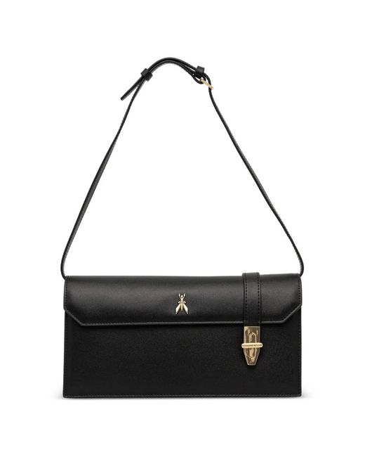 Patrizia Pepe Black Modern Utility Logo Shoulder Bag