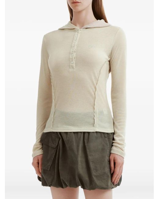 Mini Cream White Buttoned Hoodie