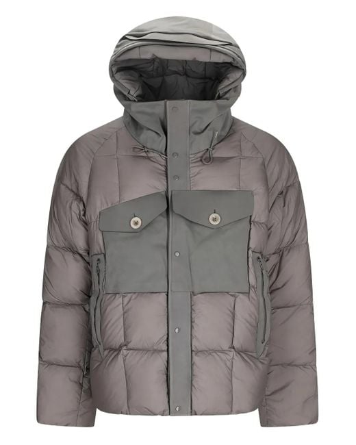 C P Company Gray Quilted Panelled Puffer Jacket for men