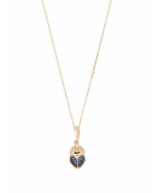 Aurelie Bidermann Metallic 18Kt Beetle Sapphire And Diamond Necklace