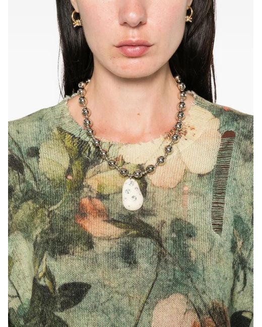 R13 Green Floral-Print Jumper